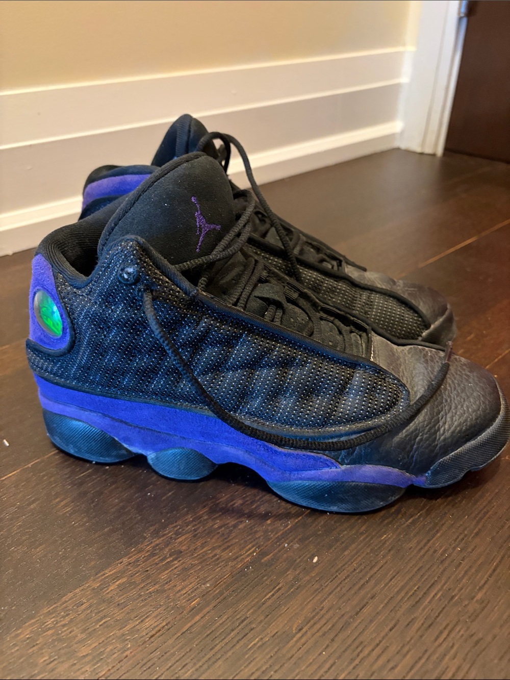 Jordan Kids Black and Purple Retro Sneakers